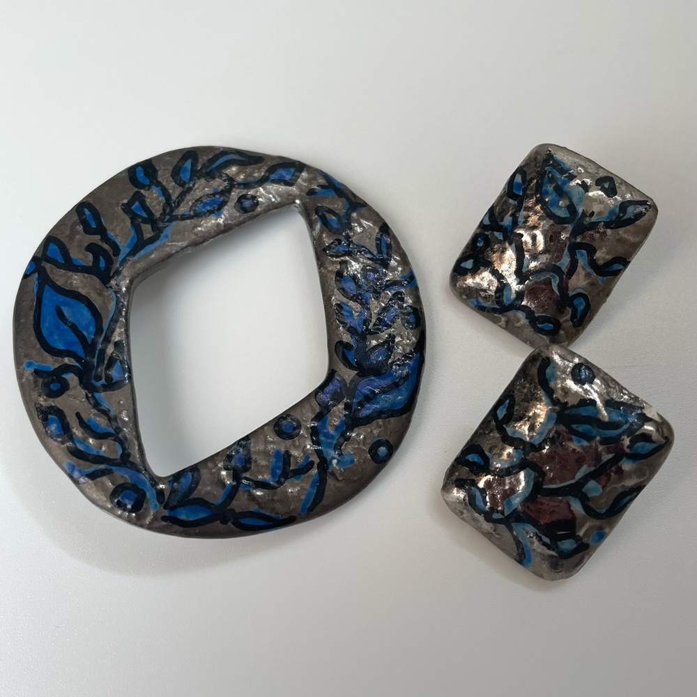 Handmade Earrings and Matching Pin